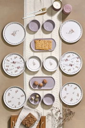 Hermia MCH0011221 Juego de Desayuno de Cerámica Blanco 16 Piezas con Platos, Bandejas y Cuencos